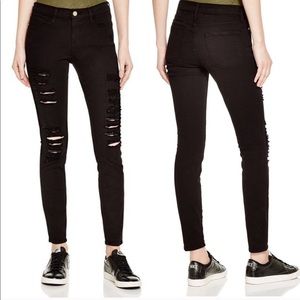 Frame le Skinny de Jeanne Distressed Black Denim